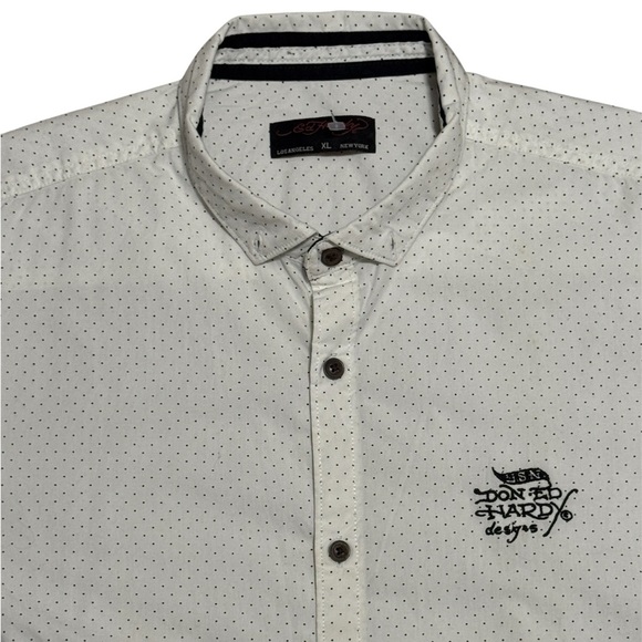 ED HARDY Men's Long Sleeve Button-Up Casual Shirt - White, X-Large - Picture 4 of 12